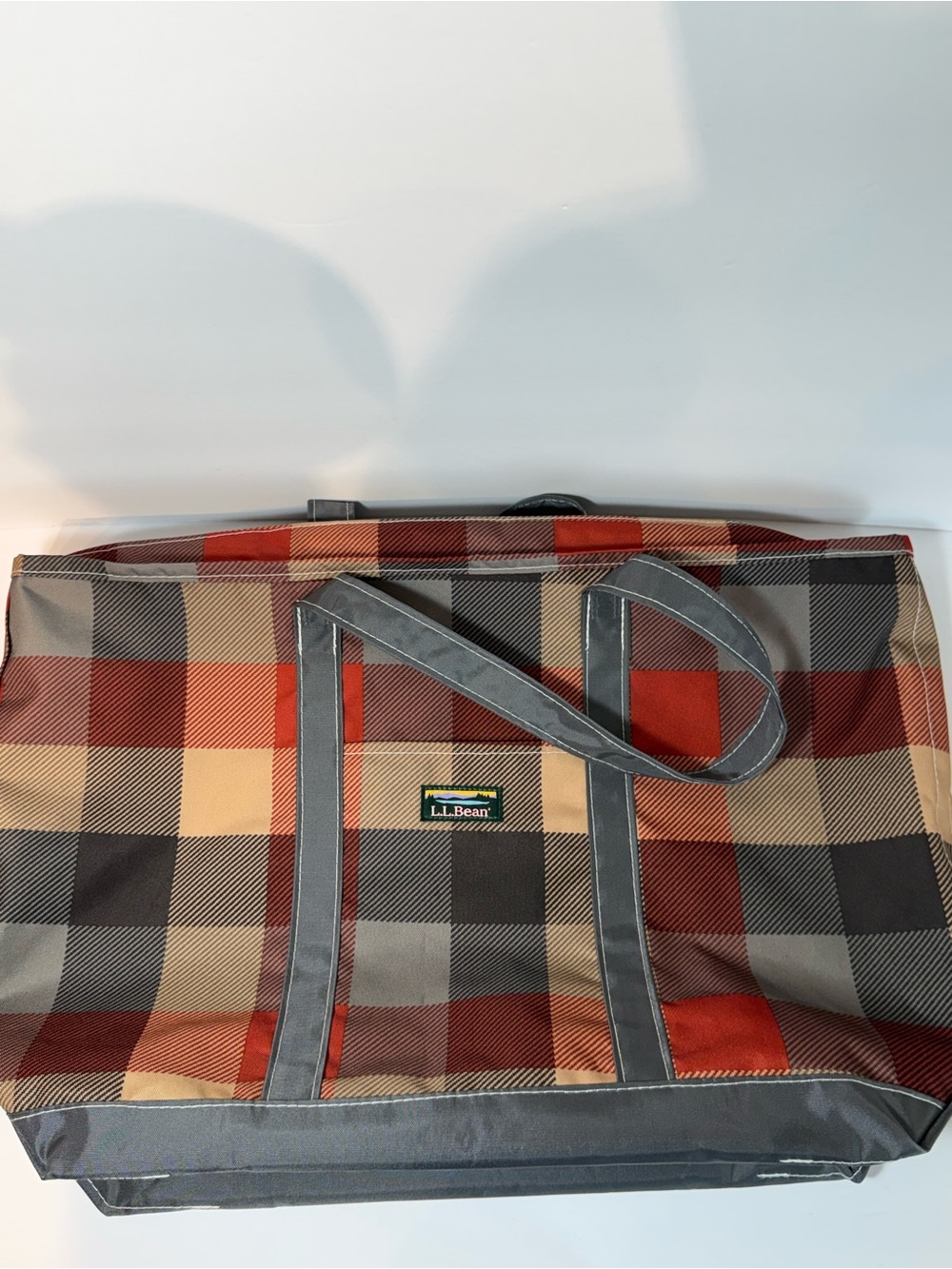 LL Bean Plaid Tote Bag Large